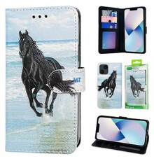 GREEN ON 3D Print Wallet Case Black Horse IPhone 13 Pro Max