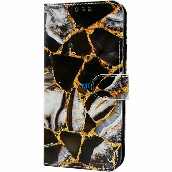 GREEN ON 3D Print Wallet Case Gold Black Marble IPhone 15