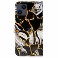 GREEN ON 3D Print Wallet Case Gold Black Marble IPhone 15