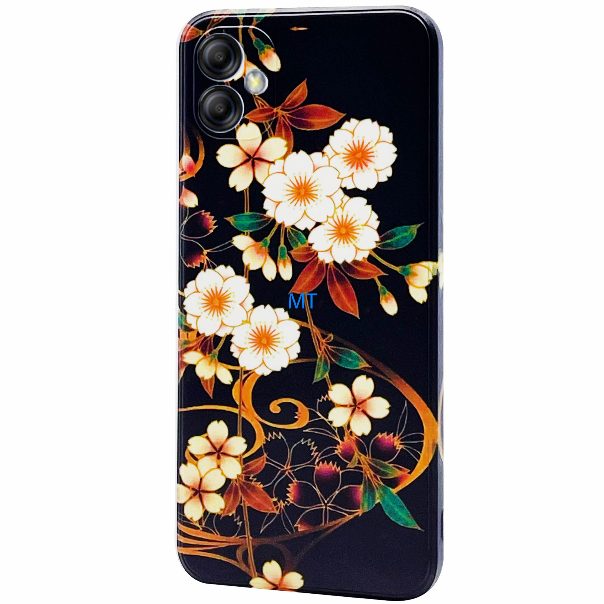 GREEN ON TPU Print White Flower For IPhone 13 Pro