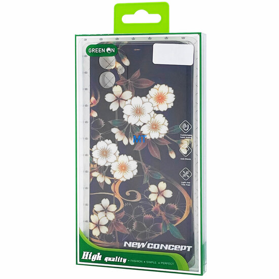 GREEN ON TPU Print White Flower For IPhone 14