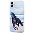 GREEN ON TPU Print Black Horse For Galaxy A14 4G / 5G