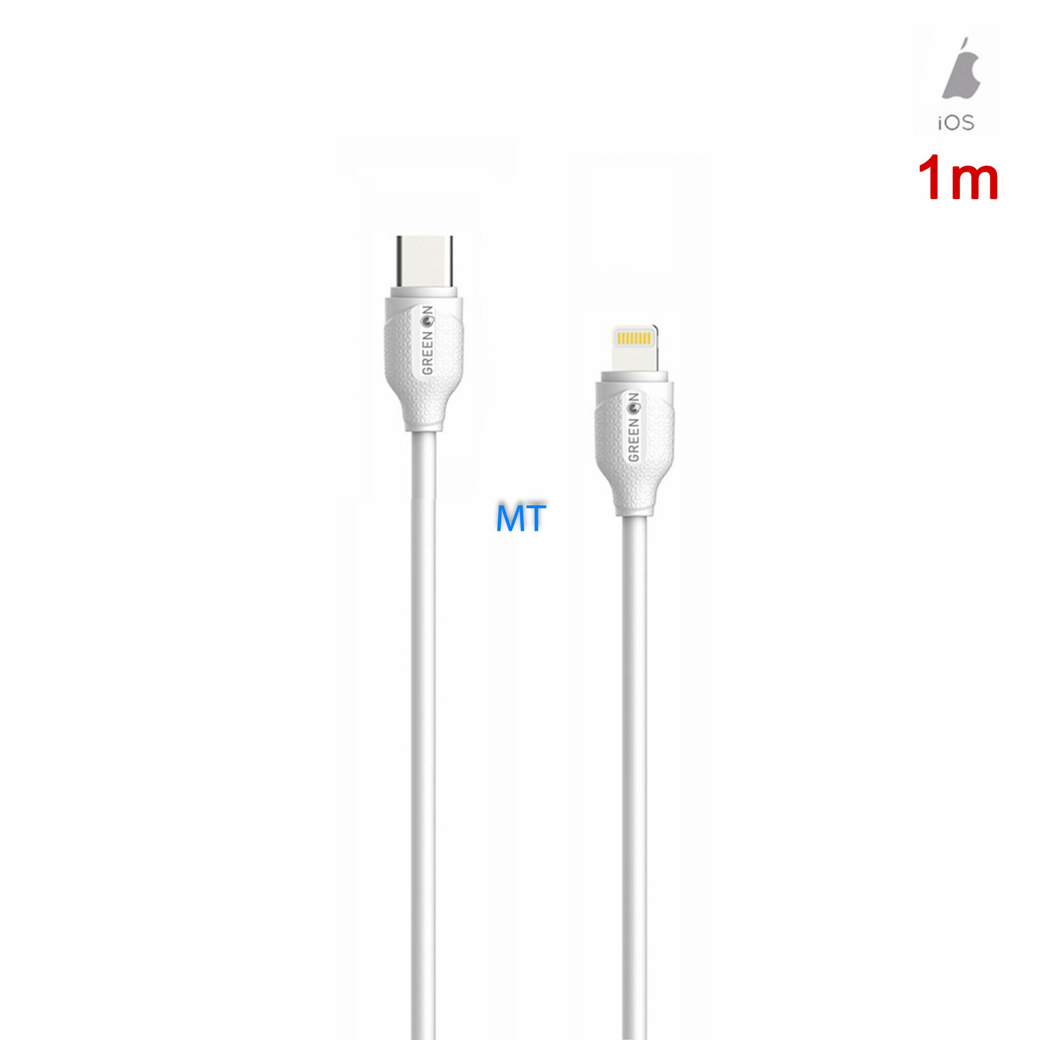 GREEN ON Fast USB-C To Lightning Cable 30W LS371 1M, foto 3 van 5