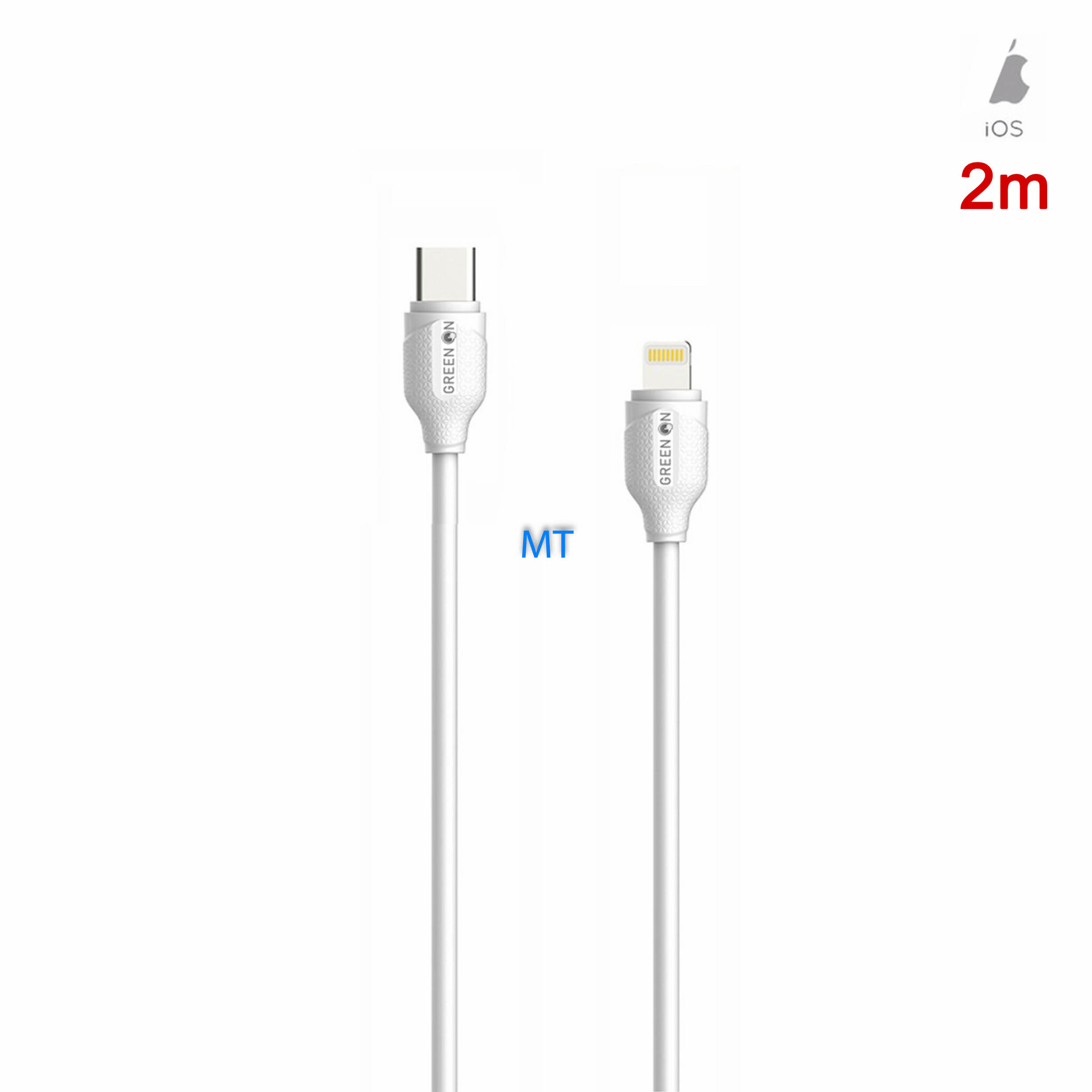 GREEN ON Fast USB-C to Lightning Cable 30W LS372 2M, foto 2 van 5
