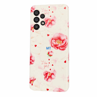 GREEN ON TPU Print Pink Flower For IPhone 13 Pro