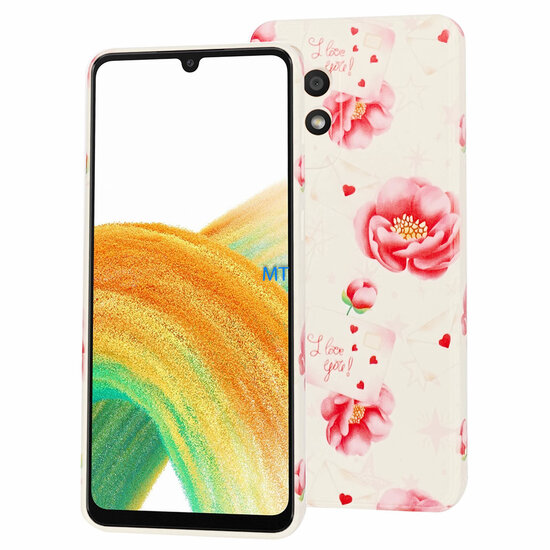 GREEN ON TPU Print Pink Flower For Galaxy A51