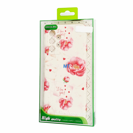 GREEN ON TPU Print Pink Flower For Galaxy A51
