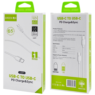GREEN ON Fast USB-C To USB-C Cable 65W  LS371 1M
