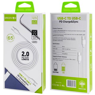 GREEN ON Fast USB-C to USB-C Cable LS372 2M