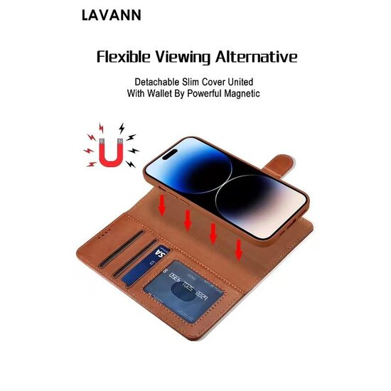 Lavann 2 in 1 Magnetic Leather Bookcase For IPhone 7 / 8 / SE 2020 / SE 2022