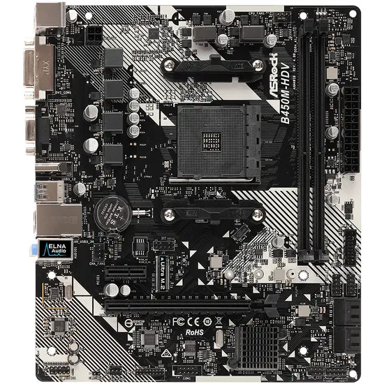 ASrock AMD AM4 B450M-HDV R4.0 HDV R4.0 MT-ATX, 2xD4 3200 4.SATA 3, 6xUSB3.1,