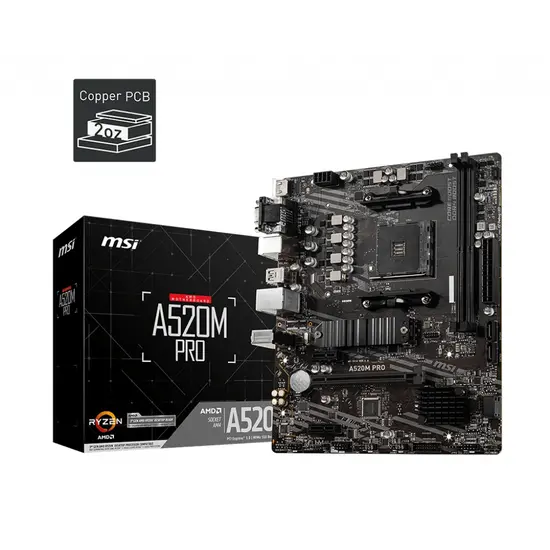 MSI AMD AM4 A520M PRO M-ATX, 2xD4, 2933 SATA 3 , USB 3.0
