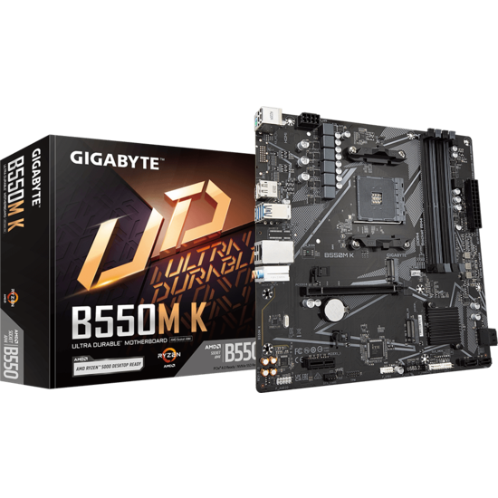 Gigabyte AMD AM4 B550M-K uATX, 2xD4 3200 PCIe 4.0/3.0 M.2