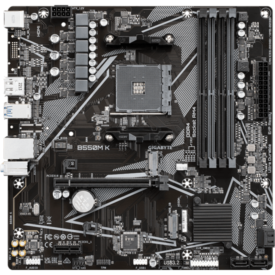 Gigabyte AMD AM4 B550M-K uATX, 2xD4 3200 PCIe 4.0/3.0 M.2