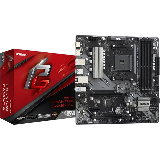 ASrock AMD AM4 B550M Phantom Gaming 4 M-ATX, 4XD4 4733, 4xSATA3, 2xM.2, 8XUSB3