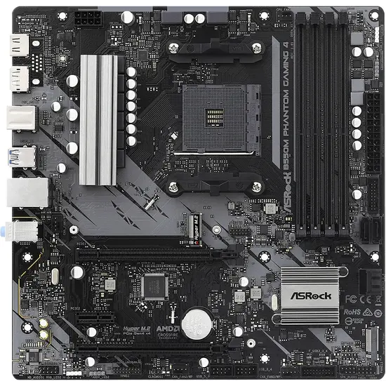 ASrock AMD AM4 B550M Phantom Gaming 4 M-ATX, 4XD4 4733, 4xSATA3, 2xM.2, 8XUSB3