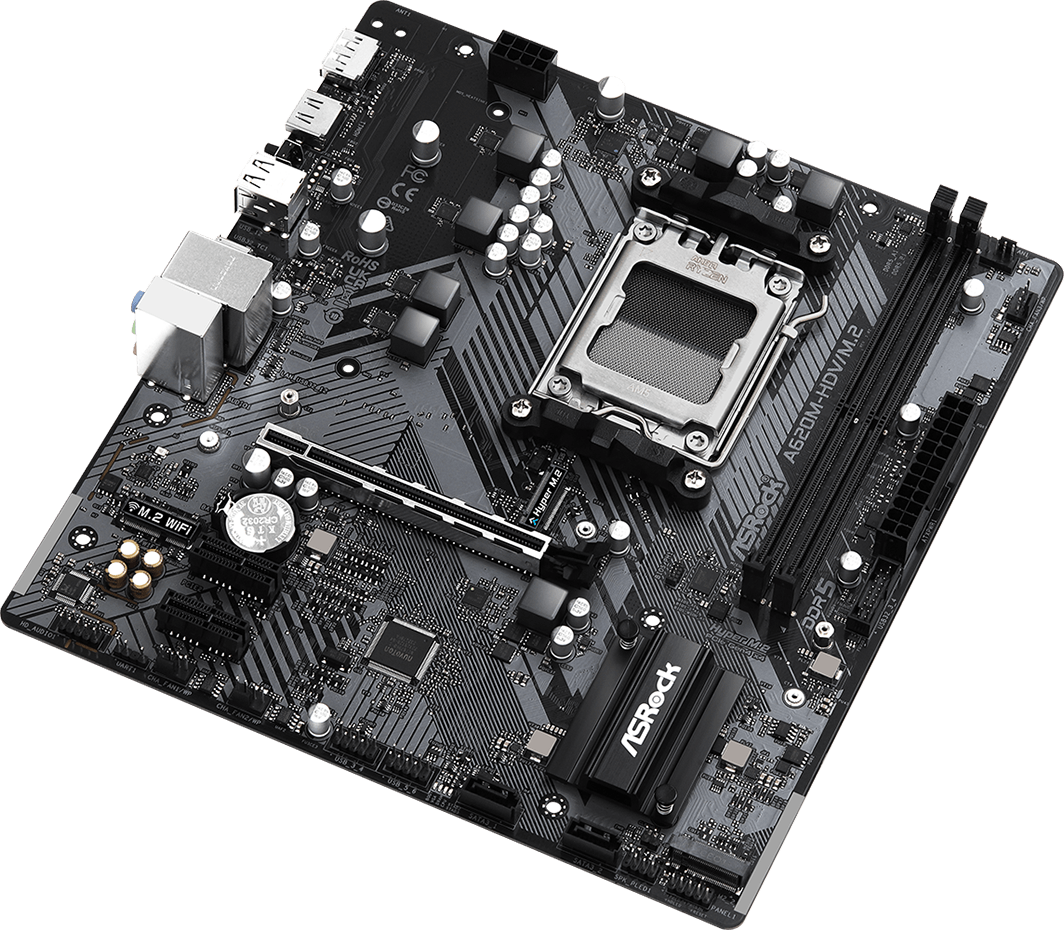 ASrock AMD AM5 A620M-HDV/M.2 M-ATX, 2xD5, 5600 1xPCEe4.0x16, 1xM.2 3xUSB3.2, foto 3 van 4