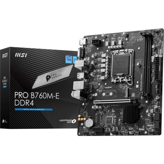 MSI Intel 1700 PRO B760M-E DDR4 M-ATX, 2D4 5333, PCIe 4.0, USB3.2 Gen2