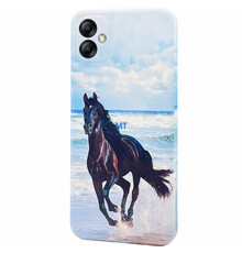 GREEN ON TPU Print Black Horse For IPhone 15