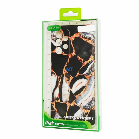 GREEN ON TPU Print Black Marble For IPhone 15 Pro