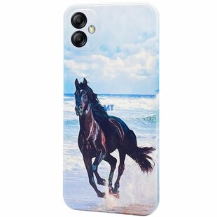 GREEN ON TPU Print Black Horse For Oppo A98