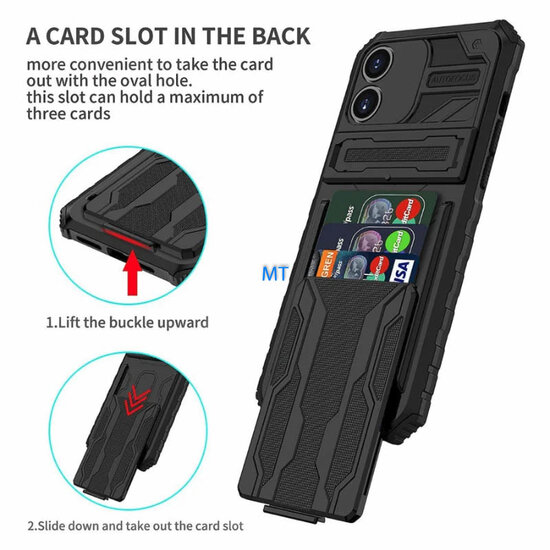 GREEN ON Armor Card Holder Anti Shock Case Galaxy S23 FE