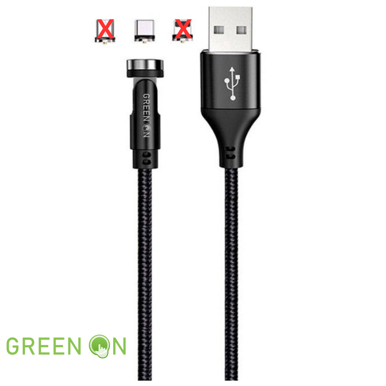GREEN ON Rotation Magnetic Cable USB C to C 2,4A 1M GR48, foto 5 van 6