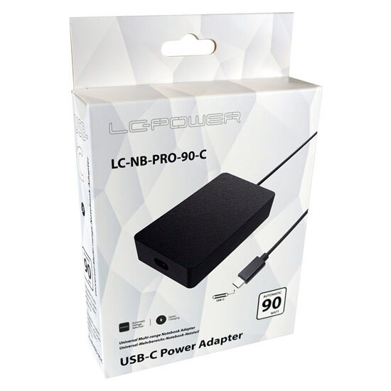 LC Power Universal Multi-range Notebook USB-C Adapter 90W LC-NB-PRO-90-C