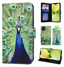 GREEN ON 3D Print Wallet Bookcase Peacock Galaxy S24