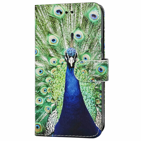 GREEN ON 3D Print Wallet Bookcase Peacock Galaxy S24 Ultra