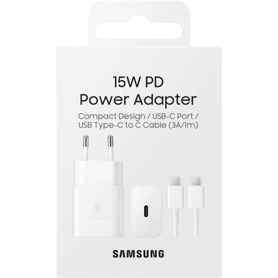 Samsung 15W PD Power Adapter with USB C Cable White EP-T1510XWE Service Pack