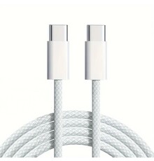 USB C to USB C Cable  White 1m Nylon