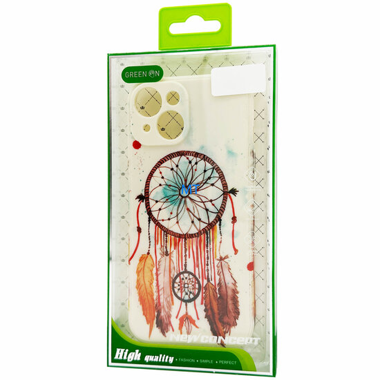 GREEN ON TPU Print Brown Feather For Oppo Reno 8 Lite