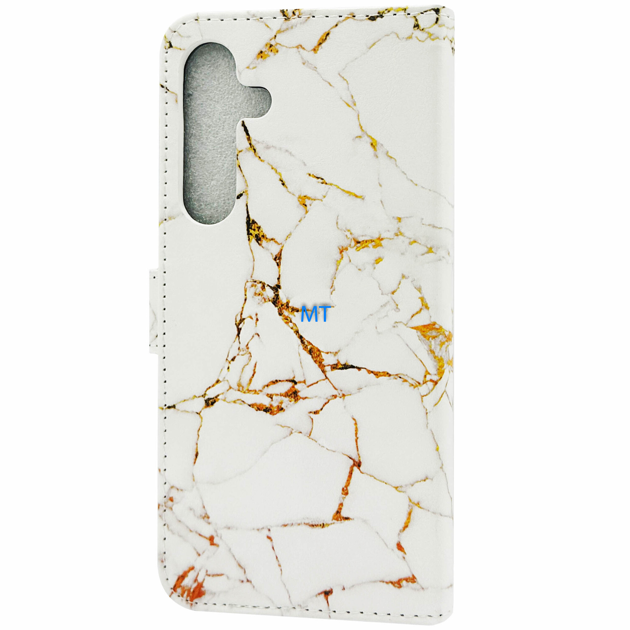 GREEN ON 3D Print Wallet Case Orange Line Marble Galaxy S24 Plus, foto 3 van 4