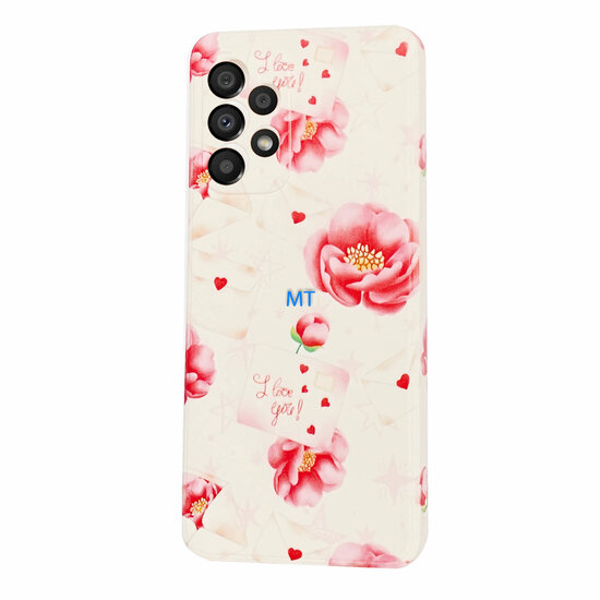 GREEN ON TPU Print Pink Flower Galaxy A16