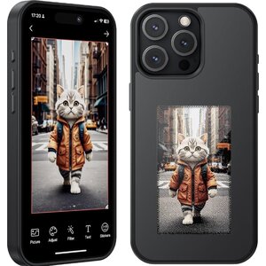 Custodia E-Ink Per IPhone 13 Pro Max – Schermo Posteriore Personalizzabile Con App, NFC, Grigio
