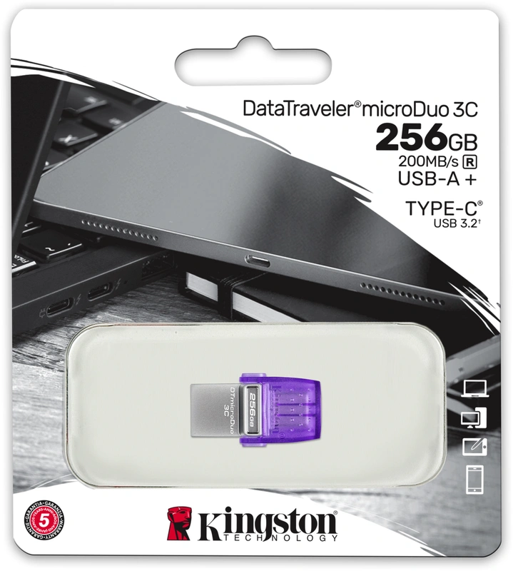 DataTraveler microDuo 3C 256GB USB3.2 200MB/s USB-A Type-C Kingston, foto 4 van 4