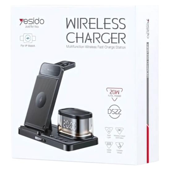 Yesido 5 in 1 Wireless Fast  Charging Stand For IPhone Watch/  Phone / Headset  20W  DS22