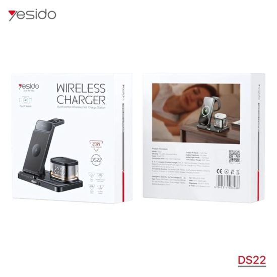 Yesido 5 in 1 Wireless Fast  Charging Stand For IPhone Watch/  Phone / Headset  20W  DS22