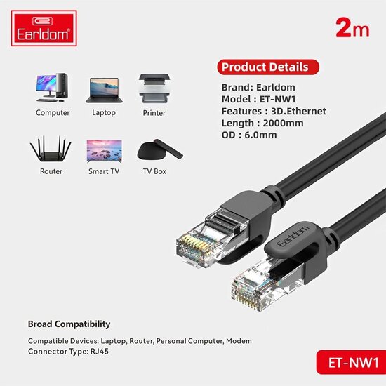 Earldom Ethernet Network Cable 2 Meter NW1