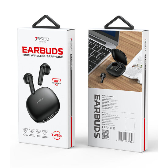 Yesido True Wireless Earphone TWS25 Black