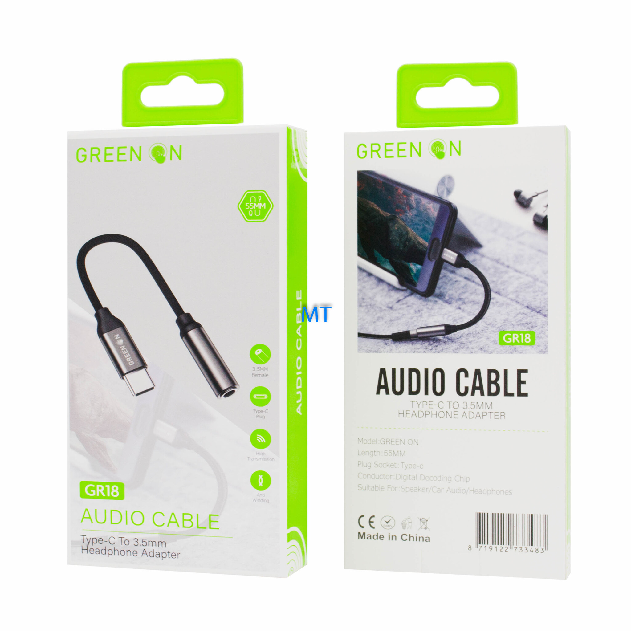 GREEN ON USB-C to 3.5mm Audio Cable GR18, foto 2 van 3