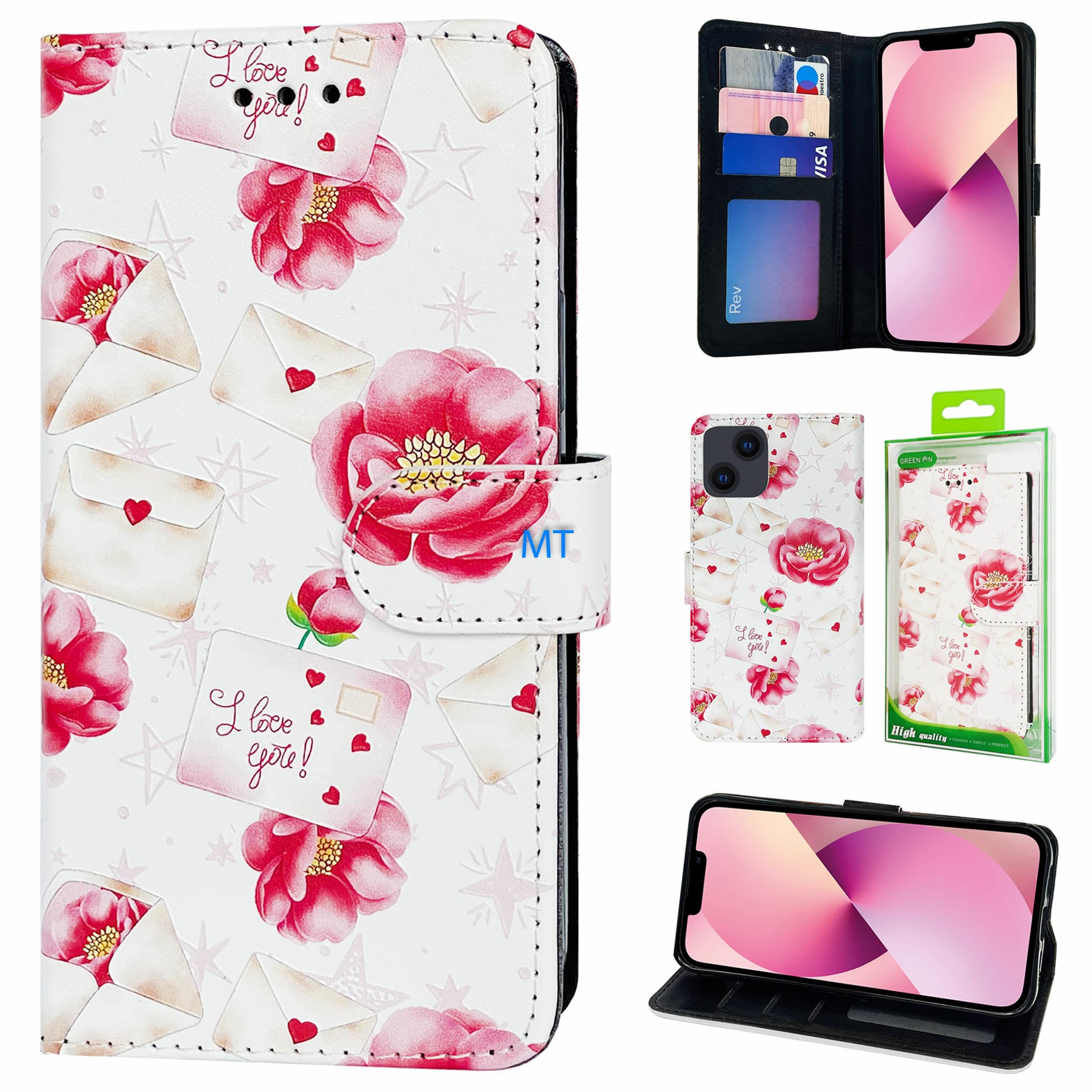 GREEN ON 3D Print Wallet Case Red Flowers Galaxy S25 Plus