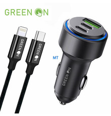 GREEN ON Super Fast Car Charger 60W + USB-C to Ligthning 1M Cable GR67
