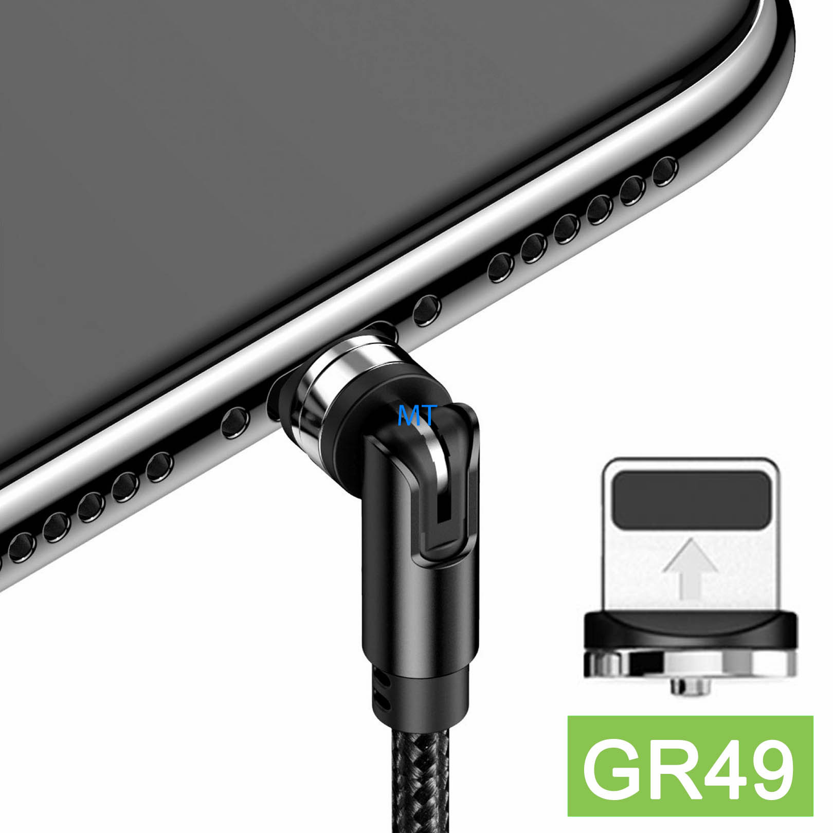GREEN ON Rotation Magnetic Cable USB C to Lightning 2,4A 1M GR49, foto 2 van 6
