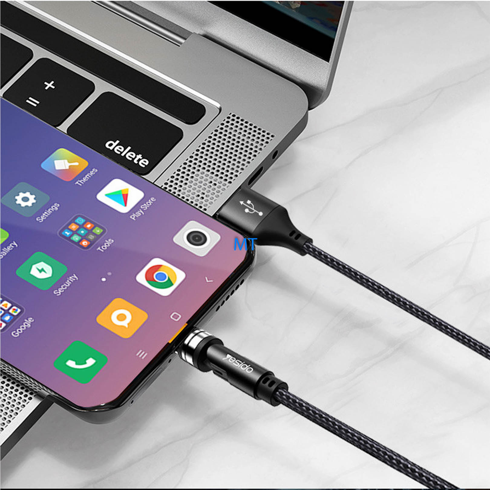 GREEN ON Rotation Magnetic Cable USB C to Lightning 2,4A 1M GR49, foto 3 van 6