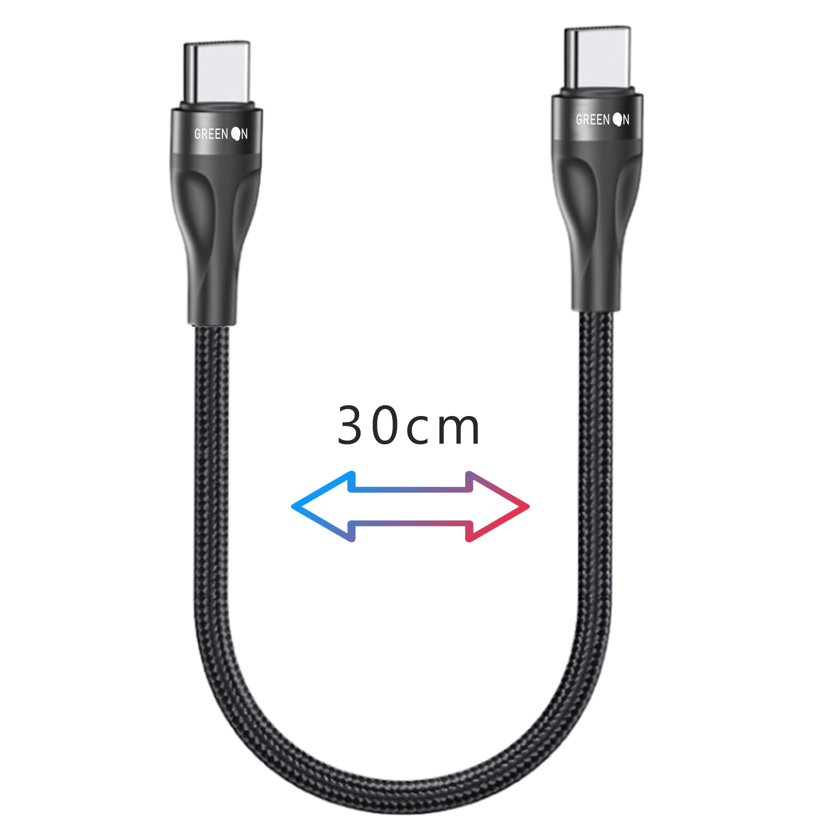 GREEN ON USB-C To USB -C Data Cable Nylon 45W 30cm GR69, foto 4 van 5