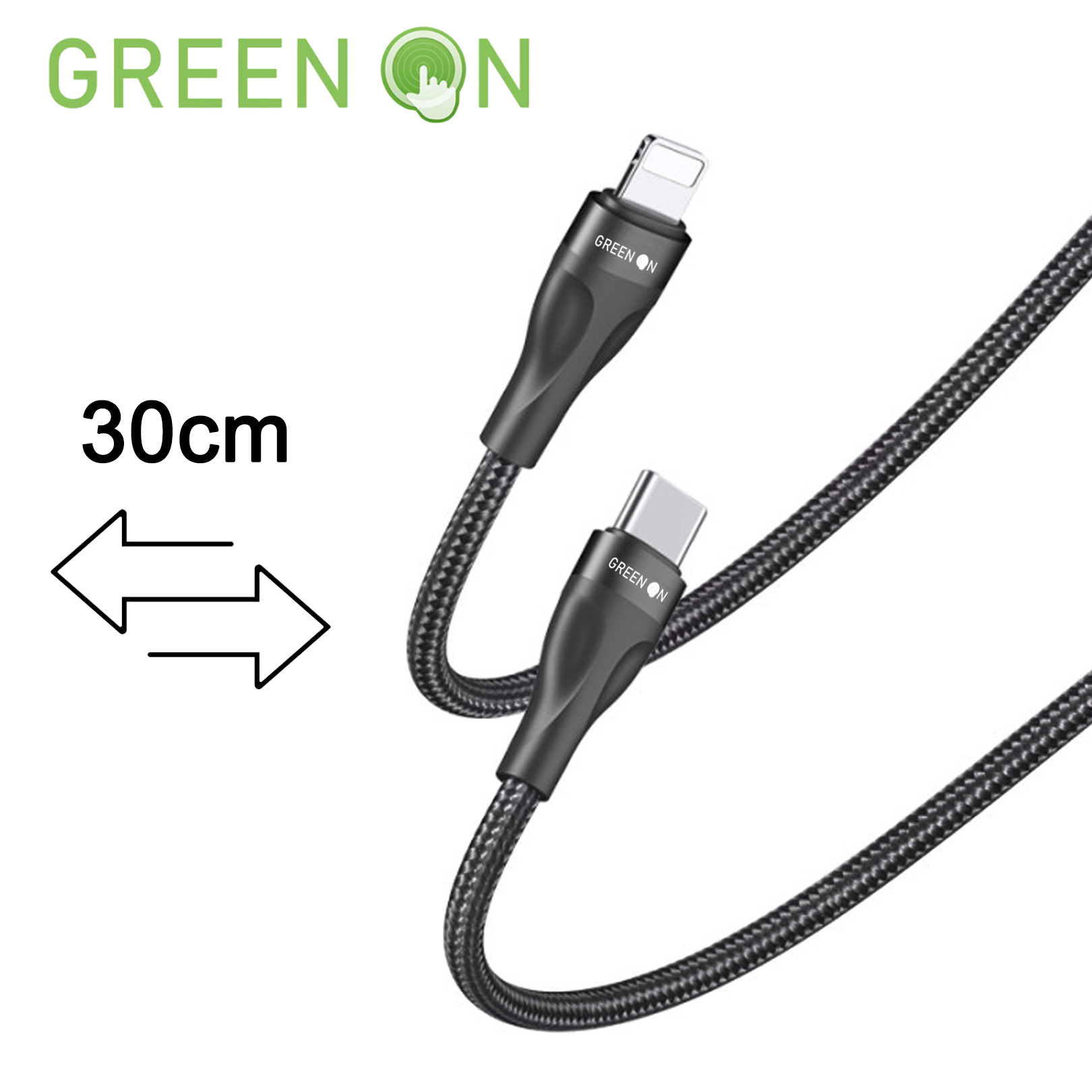 GREEN ON Type-C To Lightning Data Cable Fast Charge 2.4A 30cm GR70
