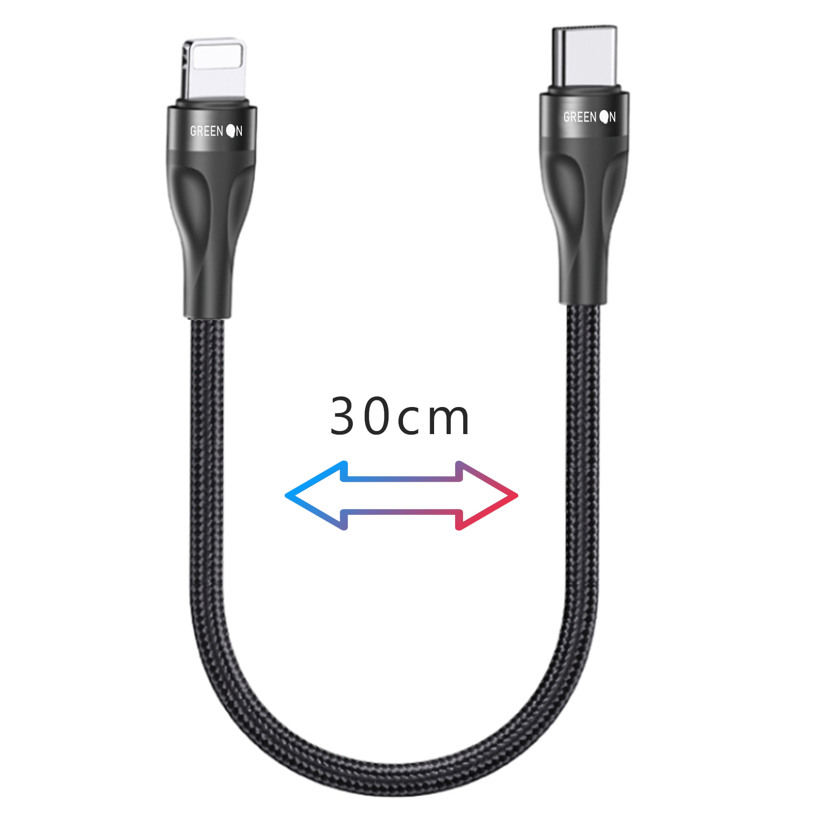 GREEN ON Type-C To Lightning Data Cable Fast Charge 2.4A 30cm GR70, foto 4 van 5