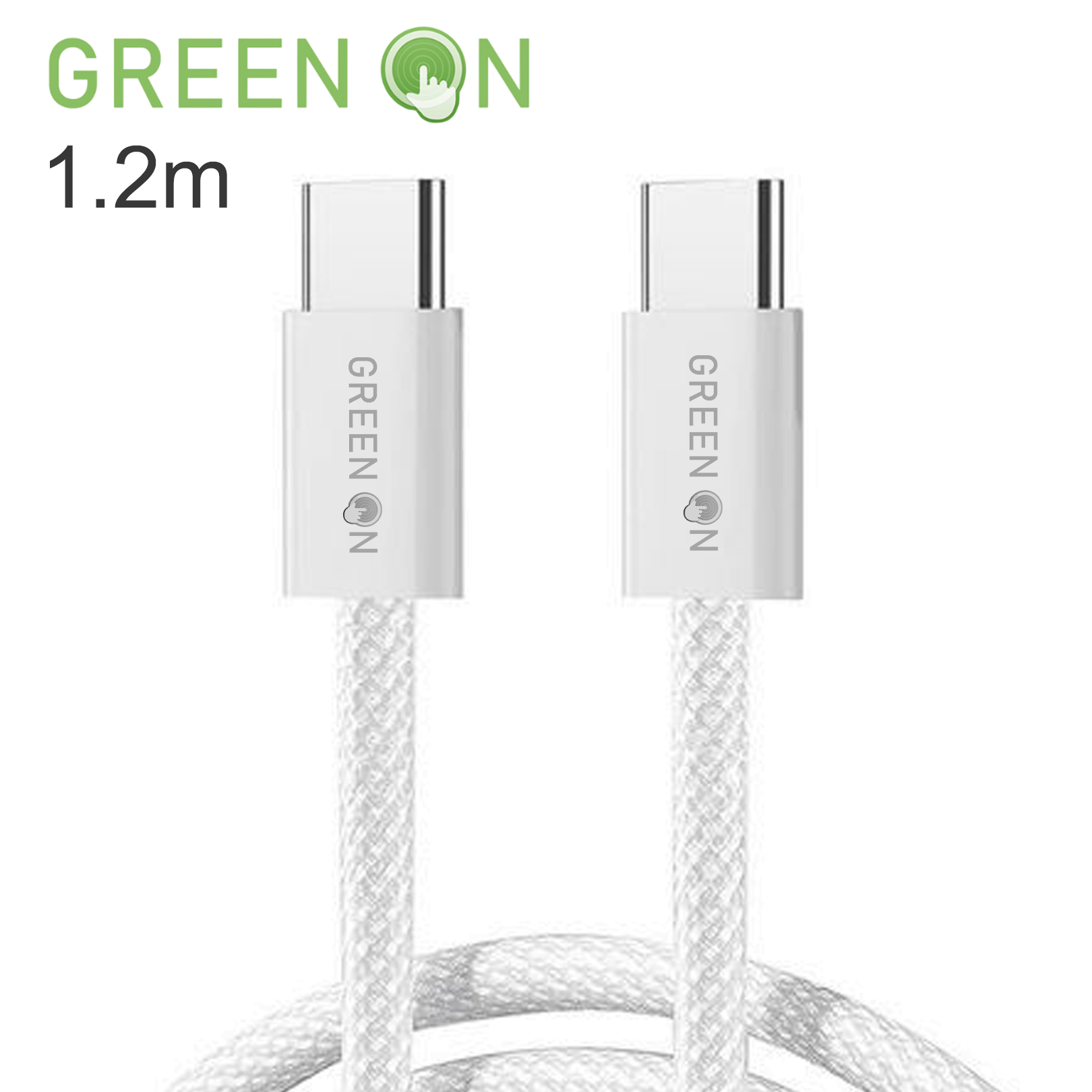 GREEN ON Braided Wire USB-C to USB-C Cable 60W 1.2M GR72, foto 2 van 6